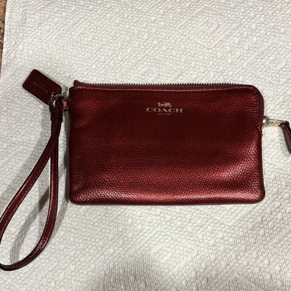 Coach Burgundy Wristlet Clutch